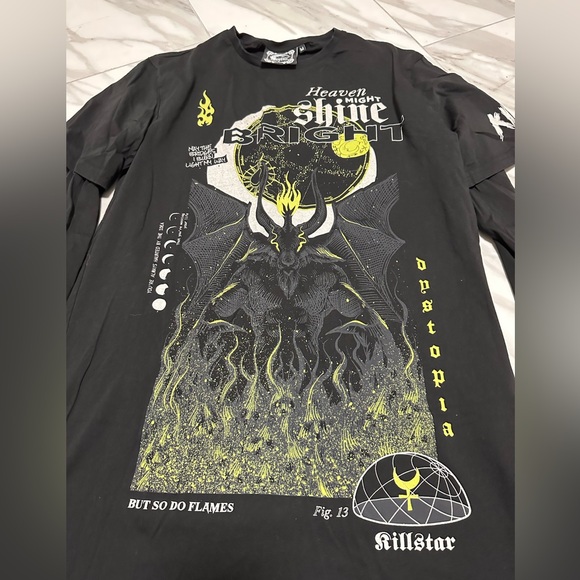 Killstar Longsleeve goth gothic satanic shirt moon print devil bat print graphic - Picture 2 of 11